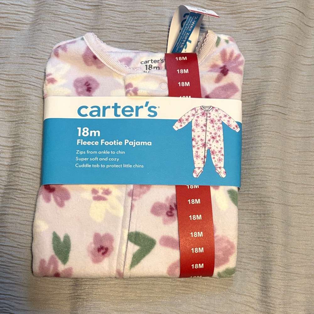 Carter's Pink and Purple Floral Fleece Footie